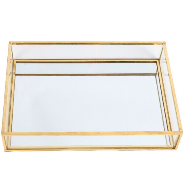 Two Nordic vintage gold-plated jewelry display trays and home storage trays